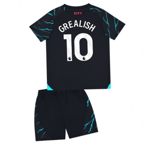 Fotbalové Dres Manchester City Jack Grealish #10 Dětské Alternativní 2023-24 Krátký Rukáv (+ trenýrky)